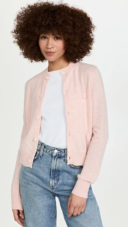 Coupon ✨ Acne Studios Crew Neck Cardigan Faded Pink Melange ✨ 3 Coupon ✨ Acne Studios Crew Neck Cardigan Faded Pink Melange ✨