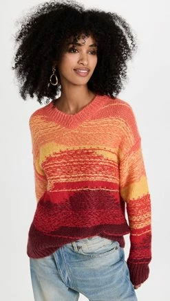 Hot Sale ✨ Acne Studios Stripe Sweater Coral Red/Burgundy 😀