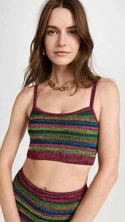 Best Sale ⌛ AGR Elastic Lace Hole Crop Top Pink Black 🛒