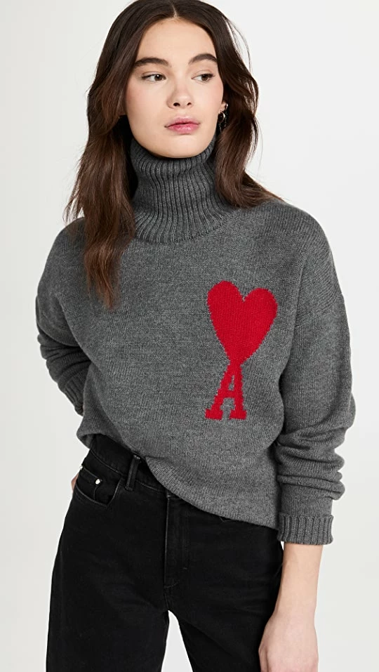 New π AMI Turtleneck Sweater Heather Grey π 3 New π AMI Turtleneck Sweater Heather Grey π