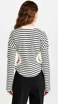 Best Pirce ⭐ A.W.A.K.E. MODE Long Sleeve Top W/ Cut-Outs White/Navystriped 🛒 -Christopher Esber shop awake302511d707 1651244941045 2 0. UX540 . QL90