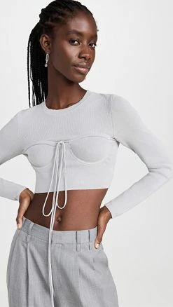 Cheapest 😍 Christopher Esber Bustier Cropped Tie Knit Grey ⭐