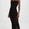 Budget ✨ Christopher Esber Crochet Fringe Strapless 👗 Dress Black 👍