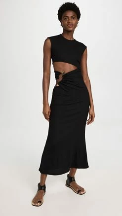 Brand new 🎁 Christopher Esber Elongated Distort Quartz Split 👗 Dress Black 🔥