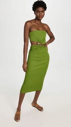 Cheapest ❤️ Christopher Esber Distort Strapless 👗 Dress Vert Green 🥰
