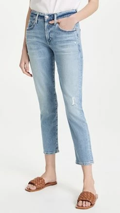 Cheap ✔️ Citizens Of Humanity Ella Mid Rise Slim Crop 👖 Jeans Carmine 🔔