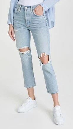 Cheap 🤩 Citizens Of Humanity Charlotte Crop High Rise Straight 👖 Jeans Ocean Falls ✔️