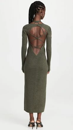 New 🔔 Dion Lee Plaited Merino Rib 👗 Dress Shadow Green/Fatigue 🥰 -Christopher Esber shop dionl306001de2f 1661961757791 2 0. UX540 . QL90