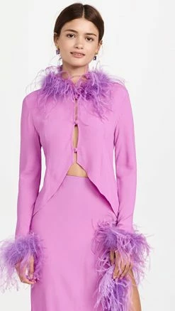 Discount ⭐ Giuseppe Di Morabito Feathered Cardigan Vibrant Lilac 🛒