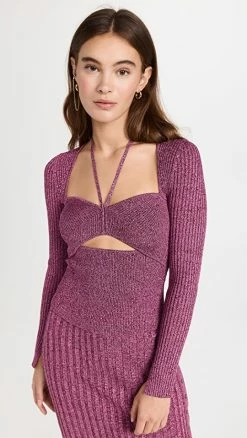Best Sale 😉 Jonathan Simkhai Alexia Compact Rib Sweater Mulberry Multi 🔔