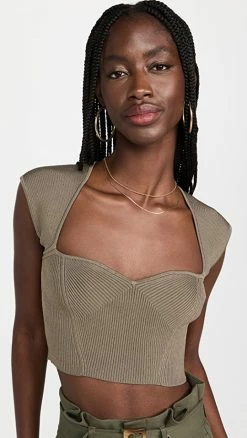 Buy ๐ Jonathan Simkhai Abia Compact Rib Cropped Tee Olivine ๐