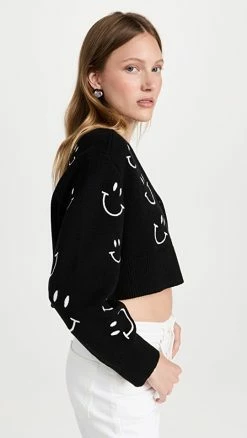 Top 10 ⌛ JoosTricot Smileys Crop Cardigan Black / White 🥰