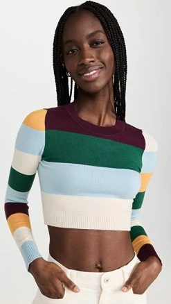 Promo 🥰 JoosTricot Striped Crop Top Yellow Color Block 👍