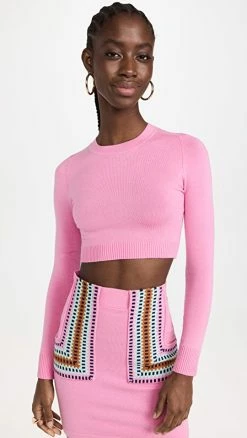 Hot Sale 🌟 JoosTricot Long Sleeve Crop Top Pink 🌟