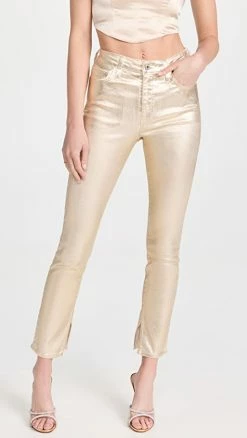 Brand new 🎉 Jonathan Simkhai STANDARD Rae High Rise Ankle Skinny 👖 Jeans Gold Foil 💯