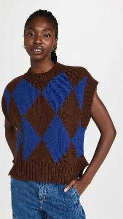 Best reviews of 🎁 La Double J Argyle Gilet Vest Bordeaux / Blue ⌛