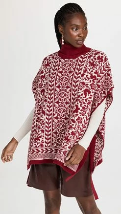 New 💯 La Double J High Neck Poncho Bordeaux 🤩