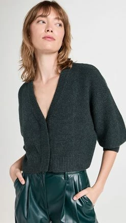 Promo ✔️ Le Kasha Accra Short Cardigan With Snaps Emeraude 🎉