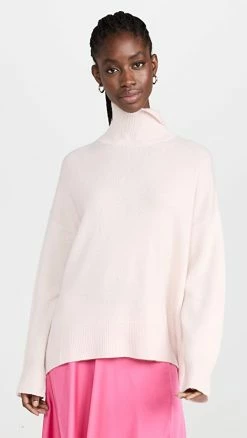 Top 10 ❤️ Le Kasha Suede Turtleneck Cashmere Sweater Light Pink 🧨