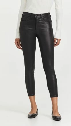 Best Sale 👏 L'AGENCE Margot 🧥 Coated Skinny 👖 Jeans Black 🎉