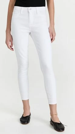 Deals ❤️ L'AGENCE Margot Skinny 👖 Jeans Blanc 🧥 Coated 👍