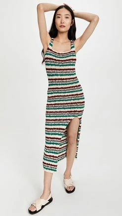 Discount 🌟 Marni Striped Sleeveless 👗 Dress Raisin 🧨