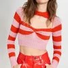 Buy 🔔 Marni Striped Crop Sweater Cinder Rose 👍