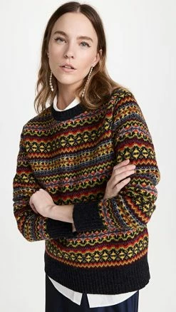 Promo 🔔 Molly Goddard Oversized Fair Isle Sweater Grey Fairisle ❤️