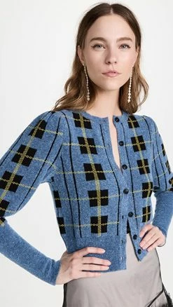 Outlet ✨ Molly Goddard Tartan Cardigan Blue_Black 💯