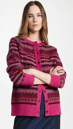 Cheapest 🛒 Molly Goddard Oversized Fair Isle Cardigan Pink Fairisle 🌟
