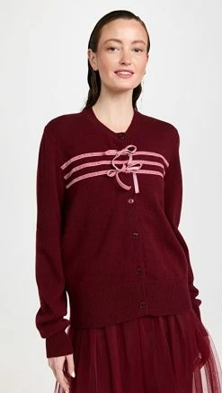 Flash Sale 🔥 Molly Goddard Velvet Ties Cardigan Burgundy/Pink 😀