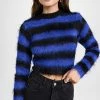 Flash Sale ⭐ Monse Cropped Mohair Sweater Black/Blue ⌛