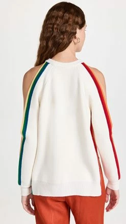 Flash Sale 👍 Monse Rainbow Trim Slit Sleeve Sweater Ivory 🥰 -Christopher Esber shop mnsee304211a530 1669070004005 2 0. UX540 . QL90