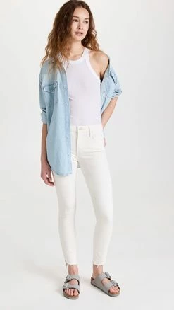 Cheap 🥰 MOTHER The Looker Ankle 👖 Jeans Cream Puffs 🔔