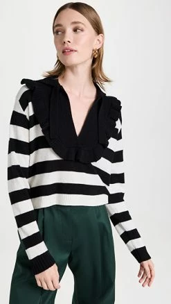 Brand new ⭐ Philosophy Di Lorenzo Serafini Striped Ruffle Sweater Fantasy Print Black 🌟