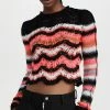 Flash Sale 😉 Philosophy Di Lorenzo Serafini Cropped Knit Sweater Fantasy Print Black 🔔