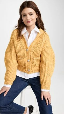 Wholesale ๐ PushBUTTON Yellow Gem Point Bulky Cardigan ๐