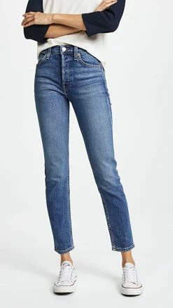 Best reviews of 💯 RE/DONE High Rise Comfort Stretch Ankle Crop 👖 Jeans Mid '70s 🤩
