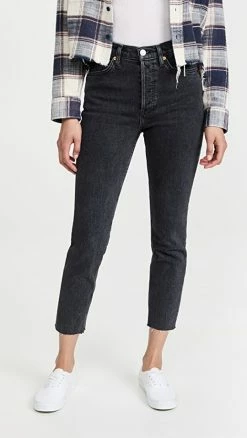 Cheap 🧨 RE/DONE 90S High Rise 👖 Jeans Stoned Noir ✔️