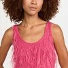 Discount 🌟 LAPOINTE Cashmere Feather Embroidered Crop Tank Magenta 🎁