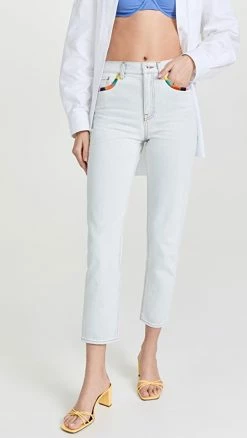 Best deal ✨ Something Navy Embroidered Straight Leg Denim Light Blue 🎉