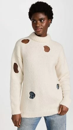 Deals 🔥 Tibi Trou Trou Alpaca Sweater Ecru 🎉