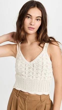 Outlet 😀 Veronica Beard Oswald Knit Tank Ivory 👏