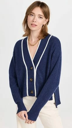 Best reviews of 😀 Veronica Beard Trisa Cashmere Cardigan Navy Melange 😀