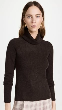 Cheapest 🎉 Veronica Beard Jurnee Cashmere Turtleneck Brown Melange 🌟
