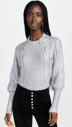 Deals ⌛ Veronica Beard Grady Sweater Silver ⭐